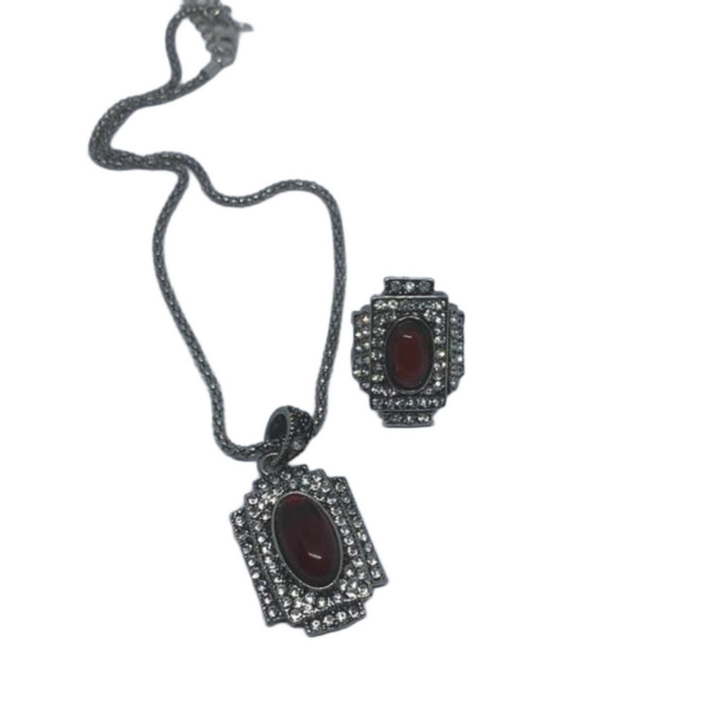 ART Deco style antique look jewelry set necklace and ring